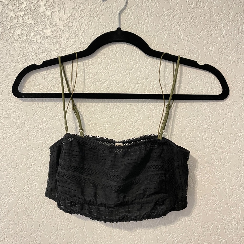 Free People Intimately Black Lace Sheer bandeau with adjustable straps Size S